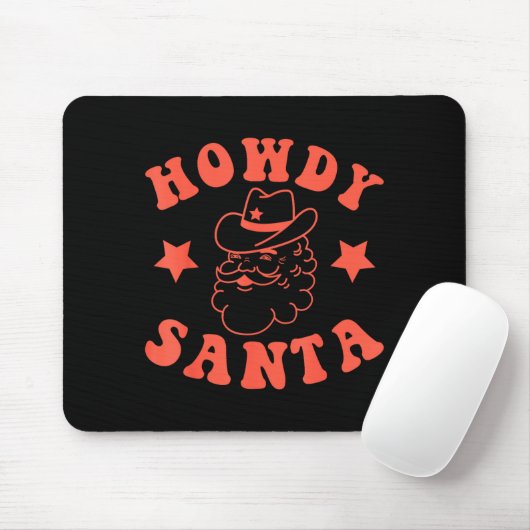Howdy Santa Claus Retro Groovy Cowboy Western Chri Muismat (Met muis)