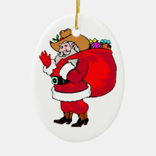 Howdy Santa - Oval Ornament