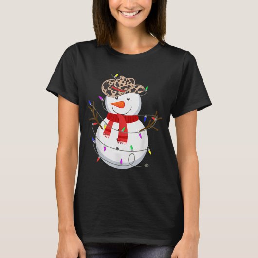 Howdy Snowman Funny Cowboy Hat Western Christmas 2 T-shirt (Voorkant)