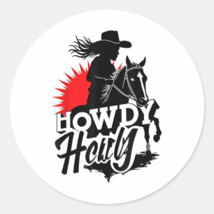 Howdy Texas Western Melanin Black Cowgirl Afrikaan Ronde Sticker