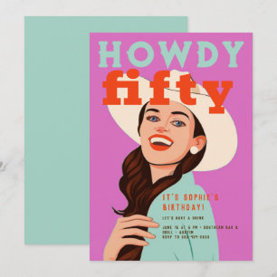 Howdy Vijftig Western Retro Bruin Roze 50ste Verja Kaart