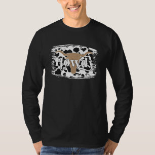 Howdy Western Koeienhuid Leopard Bull Skull Texas  T-shirt