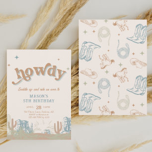 Howdy! Westerne Blue Cowboy Verjaardag Kaart