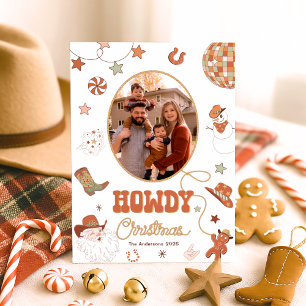 Howdy Westerne kerstfoto Feestdagenkaart