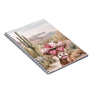 Howdy Westerne Koe in roze hart zonnebril Notitieboek