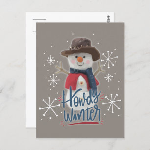 Howdy Winter Cowboy Snowman Briefkaart