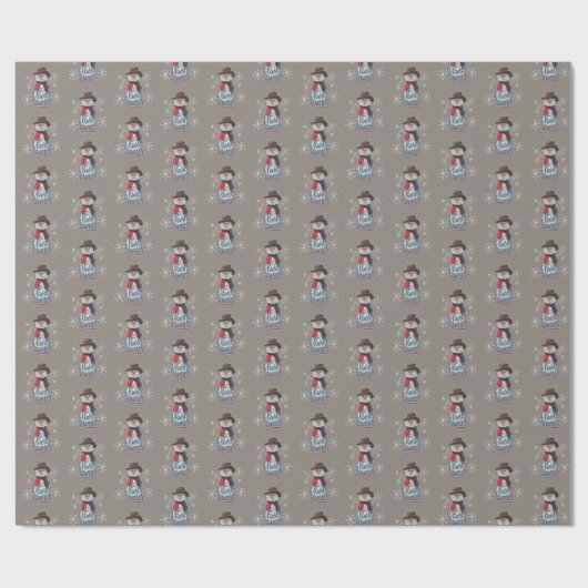 Howdy Winter Cowboy Snowman Cadeaupapier (Vlak)