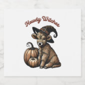Howdy Witches Halloween Highland Koe Sparkling Wijnetiket (Enkel label)