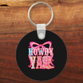 Howdy Yall Cowboy Boots Coquette Bow Western Valen Sleutelhanger (Voorkant)