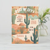 Howdy zuidwestelijk zadel omhoog jongens verjaarda kaart (Staand voorkant)