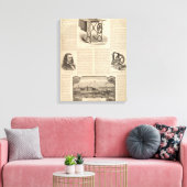Howe naaimachine met schets van de uitvinder canvas afdruk (Insitu (Woonkamer))