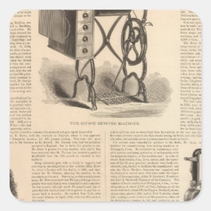 Howe naaimachine met schets van de uitvinder vierkante sticker