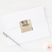 Howe naaimachine met schets van de uitvinder vierkante sticker (Envelop)