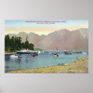 Howe Sound Uitzicht of Union Steamer op Bowen Isla Poster