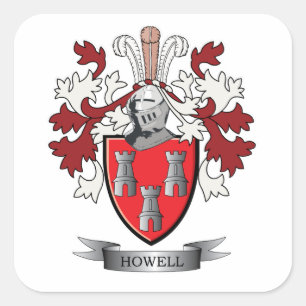 Howell Family Crest Coat of Arms Vierkante Sticker