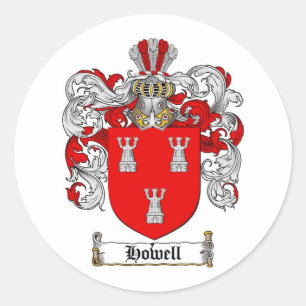 HOWELL FAMILY CREST - HOWELL COAT WAPENS RONDE STICKER