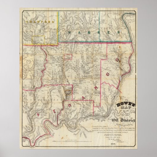 Howe's Map of The Oil District of Pennsylvania Poster (Voorkant)