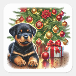 Howl-iday Cheer, Puppy Style! Vierkante Sticker