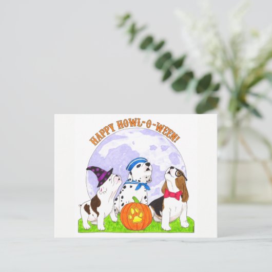 Howl-O-Ween Chiens en Costume Halloween Carte post (Debout devant)