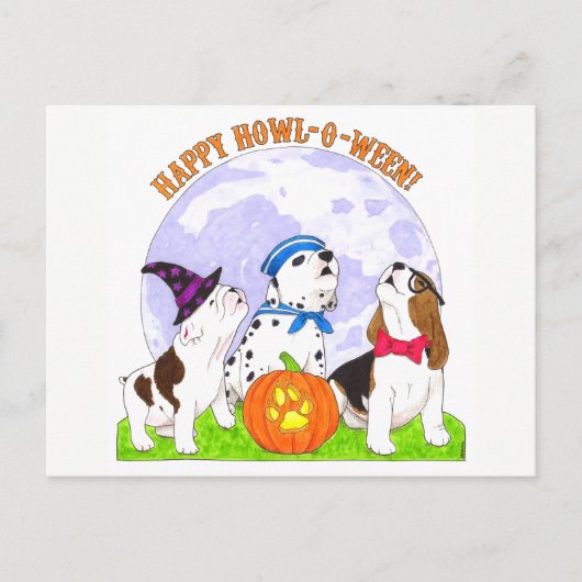 Howl-O-Ween Chiens en Costume Halloween Carte post (Devant)