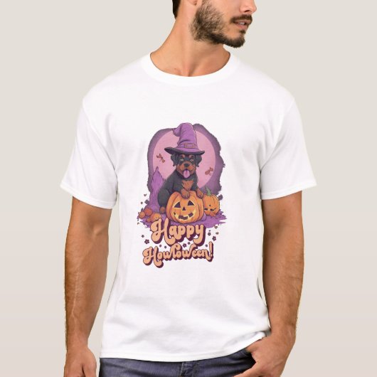 Howl O Ween Funny Pun Rottweiler T-shirt (Voorkant)