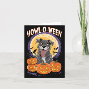 Howl-O-Ween speelse zwarte hond met pompoenen en Kaart