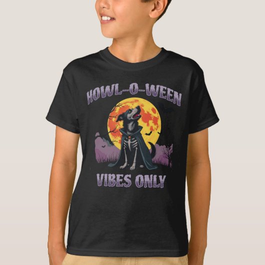 Howl-O-Ween Vibes Only Hond Halloween T-shirt (Voorkant)