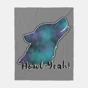 Howl Yeah! Ruimte sterrenstelsel wolf silhouet hoo Fleece Deken