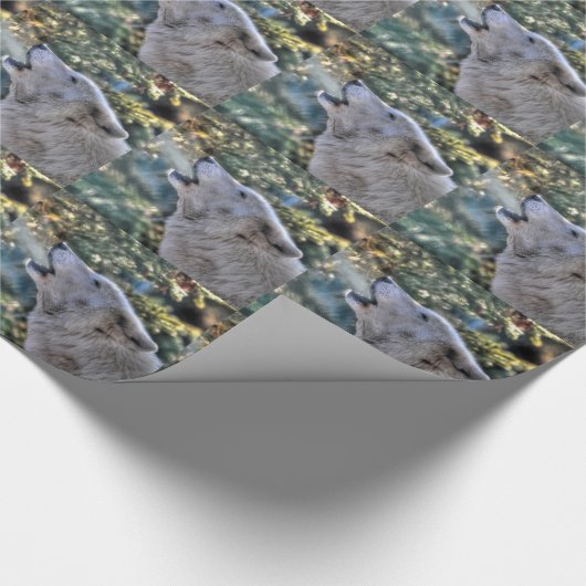 Howling Arctic Wolf in Winter Foto Cadeaupapier (Hoek)