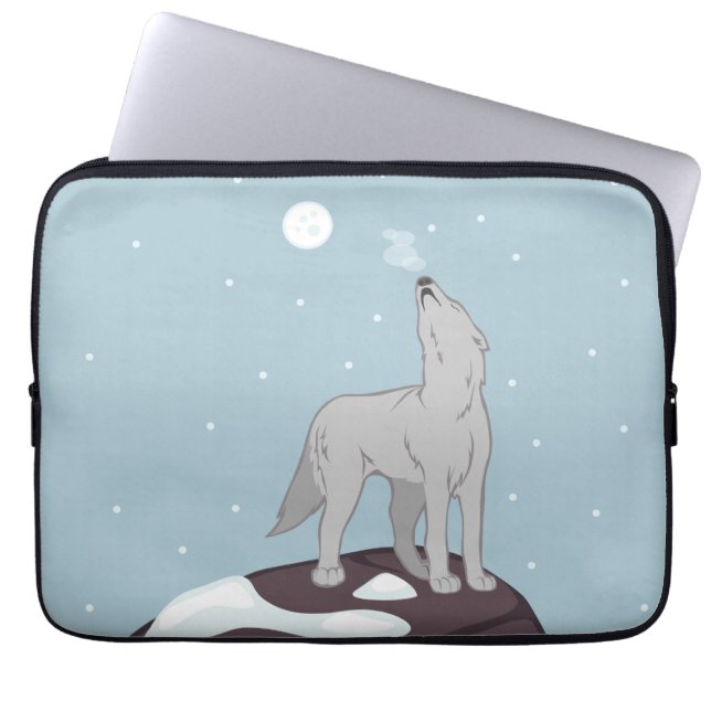 Howling Arctic Wolf Laptop Sleeve (Voorkant)