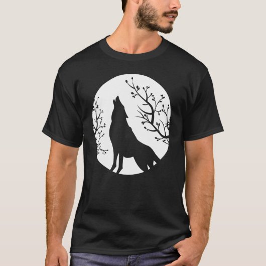 Howling At The Moon Wolves Goth Gothic Wolf 1 T-shirt (Voorkant)