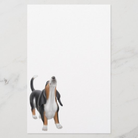 Howling Basset Hound Stationery Briefpapier (Voorkant)