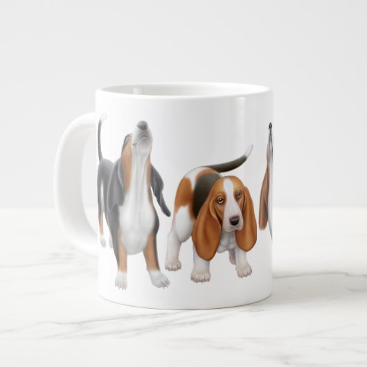 Howling Basset Hounds Jumbo Mok (Voorkant links)