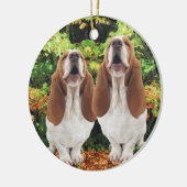 Howling Basset Hounds kerstversiering Keramisch Ornament (Links)