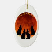 Howling bij de maan keramisch ornament (Rechts)