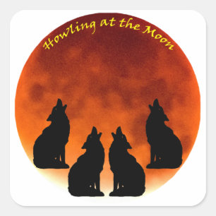 Howling bij de maan vierkante sticker