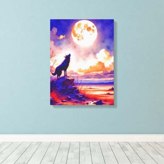 howling canvas afdruk (Insitu (Houten vloer))