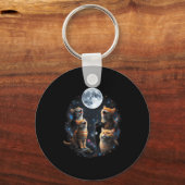 Howling Cats Full Moon Starry Sky Galaxy Cosmic An Sleutelhanger (Voorkant)