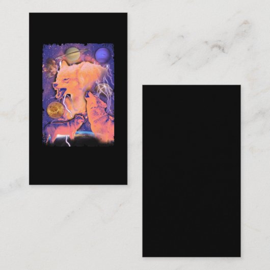 Howling Cosmic Wolves Moon Space Wolf Visitekaartje (Voorkant / Achterkant)