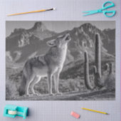 Howling Coyote in het woestijnlandschap Tissuepapier (Craft)