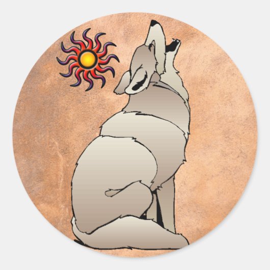 HOWLING COYOTE RONDE STICKER (Voorkant)