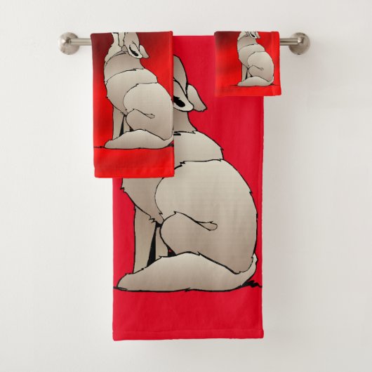 HOWLING COYOTES BENEATT A SOUTHWESTERN SUN BAD HANDDOEK (Insitu)