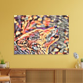 Howling Gray Wolf Abstract Animal Wildlife Art Canvas Afdruk (Insitu (Woonkamer))