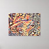 Howling Gray Wolf Abstract Animal Wildlife Art Canvas Afdruk (Voorkant)