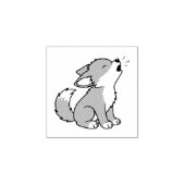 Howling Gray Wolf Pup 1x1 Rubberstempel (Afrduk)