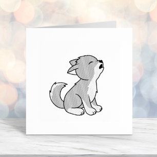 Howling Gray Wolf Pup Zelfinktende Stempel