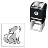 Howling Gray Wolf Pup Zelfinktende Stempel (In situ)