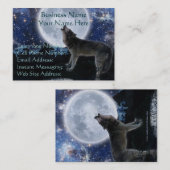 Howling Grey Wolf & Moon Profil & Cartes de visite (Devant / Derrière)