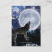 Howling Grey Wolf & Moon Profil & Cartes de visite (Dos)