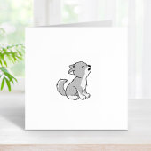 Howling Grey Wolf Pup 1x1 Rubberstempel